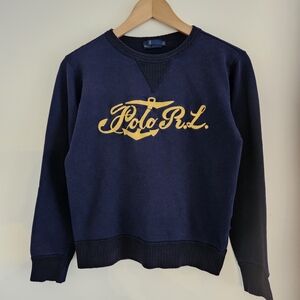 Ralph Lauren Navy Top with Gold Accents
